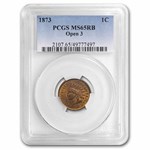 1873 Indian Head Cent Open 3 MS-65 PCGS (Red/Brown)
