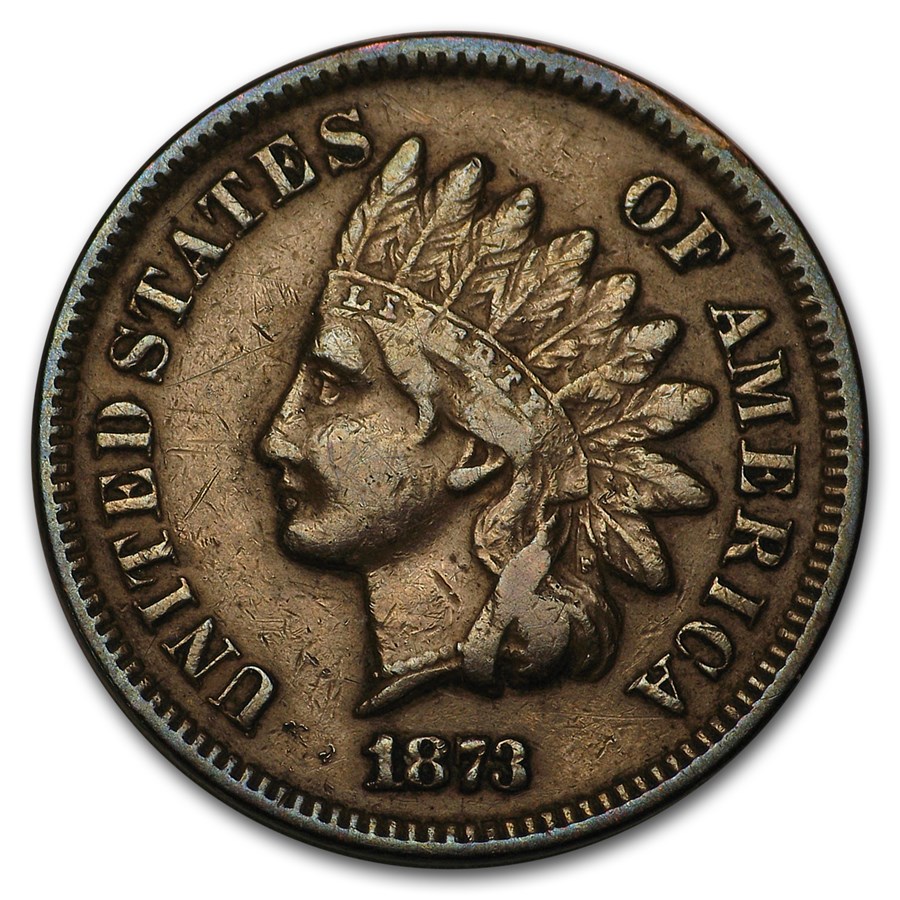 1873 Indian Head Cent Open 3 VF