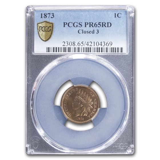 1873 Indian Head Cent PR-65 PCGS (Red, Closed 3) 1873 Indian Head Cent PR-65 PCGS (Red, Closed 3)
