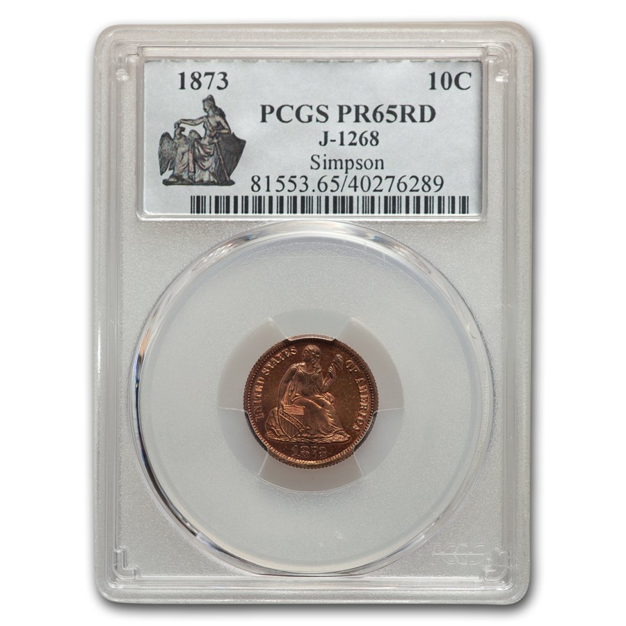 Buy 1873 Liberty Seated Dime Pattern PR-65 PCGS (Red, J- 1268) | APMEX