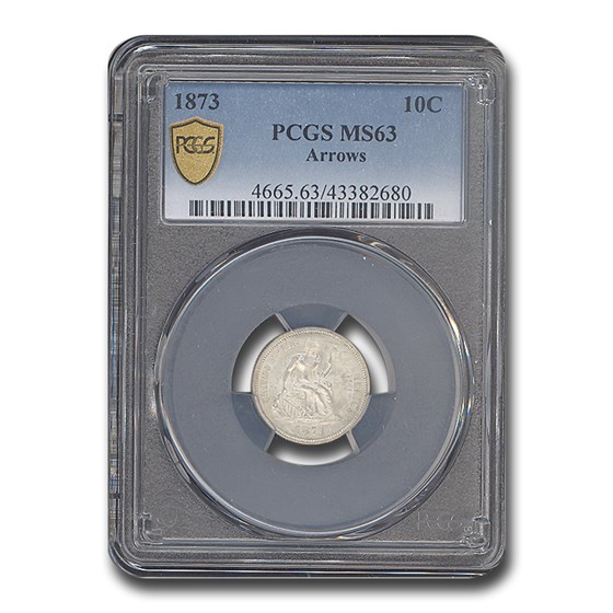 1873 Liberty Seated Dime w/Arrows MS-63 PCGS 1873 Liberty Seated Dime w/Arrows MS-63 PCGS