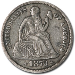 1873 Liberty Seated Dime w/Arrows VF 1873 Liberty Seated Dime w/Arrows VF