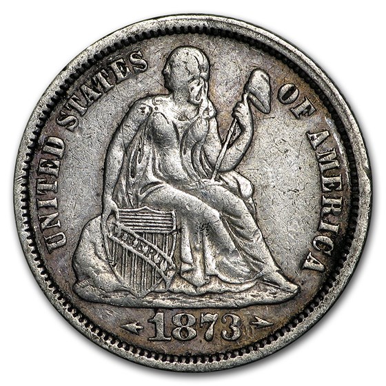 1873 Liberty Seated Dime w/Arrows XF