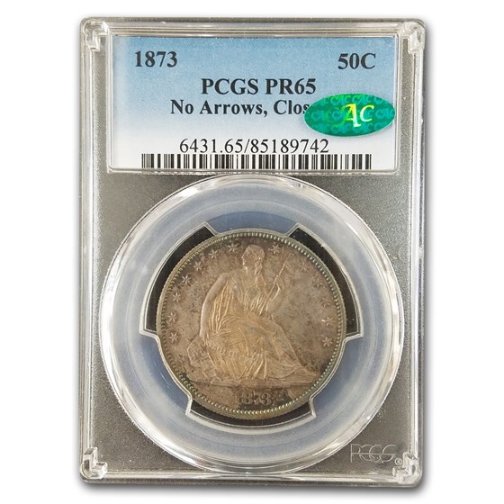 1873 Liberty Seated Half Dollar PR-65 PCGS CAC (No Arrows Closed) 1873 Liberty Seated Half Dollar PR-65 PCGS CAC (No Arrows Closed)