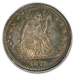 1873 Liberty Seated Quarter AU-58 PCGS (No Arrows, Closed 3)