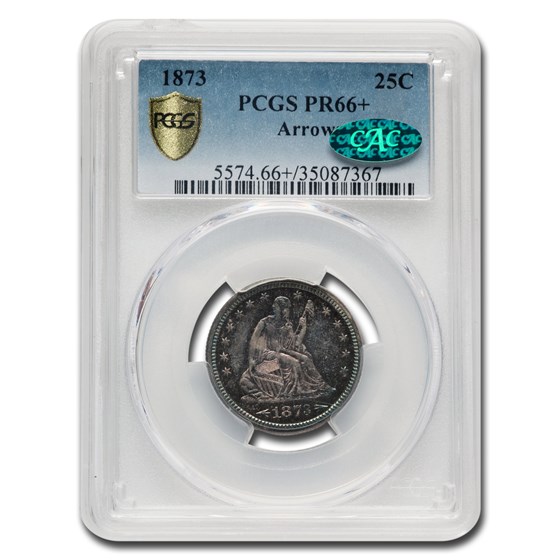 1873 Liberty Seated Quarter PR-66+ PCGS CAC (Arrows) 1873 Liberty Seated Quarter PR-66+ PCGS CAC (Arrows)