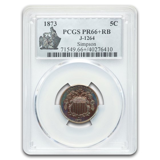 1873 Pattern Shield Nickel PR-66+ PCGS (Red/Brown, J-1264)