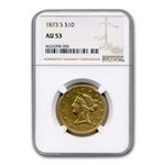 1873-S $10 Liberty Gold Eagle AU-53 NGC