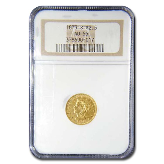 1873-S $2.50 Liberty Gold Quarter Eagle AU-55 NGC 1873-S $2.50 Liberty Gold Quarter Eagle AU-55 NGC