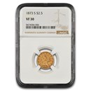 1873-S $2.50 Liberty Gold Quarter Eagle VF-30 NGC