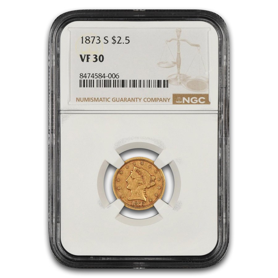 1873-S $2.50 Liberty Gold Quarter Eagle VF-30 NGC