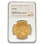 1873-S $20 Liberty Gold Double Eagle Closed 3 AU-58 NGC