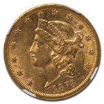 1873-S $20 Liberty Gold Double Eagle Closed 3 MS-60 NGC