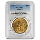 1873-S $20 Liberty Gold Double Eagle Closed 3 MS-61 PCGS