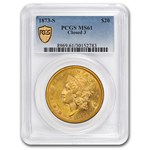 1873-S $20 Liberty Gold Double Eagle Closed 3 MS-61 PCGS
