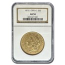1873-S $20 Liberty Gold Double Eagle Open 3 AU-58 NGC