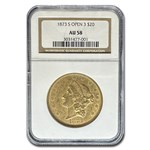 1873-S $20 Liberty Gold Double Eagle Open 3 AU-58 NGC