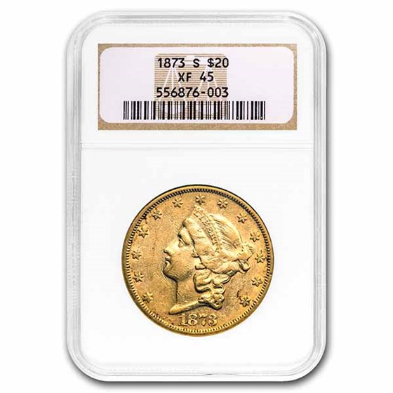 1873-S $20 Liberty Gold Double Eagle XF-45 NGC 1873-S $20 Liberty Gold Double Eagle XF-45 NGC