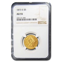 1873-S $5 Liberty Gold Half Eagle AU-55 NGC
