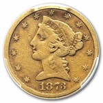 1873-S $5 Liberty Gold Half Eagle Fine-12 PCGS