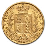 1873-S Australia Gold Sovereign Victoria Shield AU