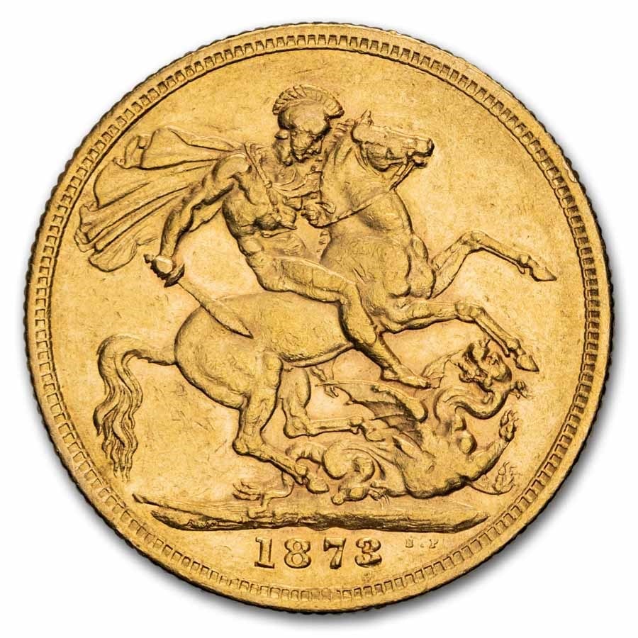 1873-S Australia Gold Sovereign Victoria St. George/Dragon XF