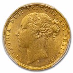 1873-S Australia Gold Sovereign Young Victoria AU-55 PCGS