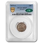 1873-S Liberty Seated Dime MS-65 PCGS CAC (Arrows)