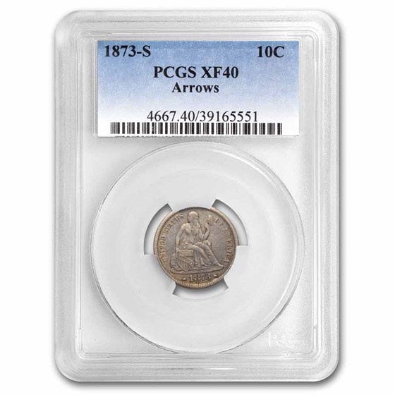 1873-S Liberty Seated Dime XF-40 PCGS 1873-S Liberty Seated Dime XF-40 PCGS