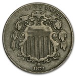 1873 Shield Nickel Closed 3 Fine