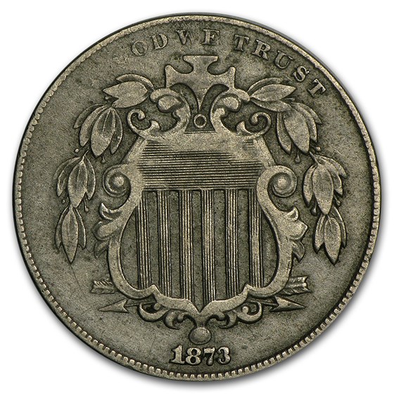 1873 Shield Nickel Closed 3 Fine 1873 Shield Nickel Closed 3 Fine
