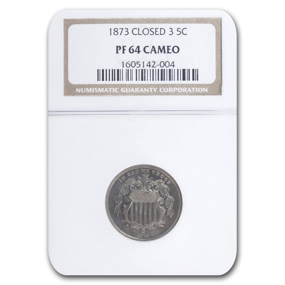 1873 Shield Nickel PF-64 Cameo NGC (Closed 3) 1873 Shield Nickel PF-64 Cameo NGC (Closed 3)