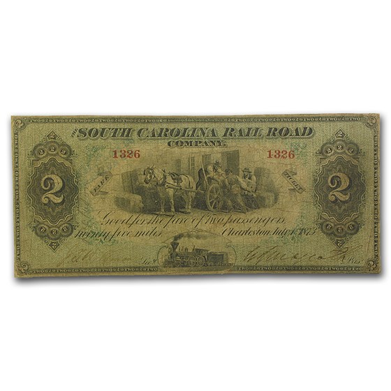 1873 South Carolina Rail Road Company $2.00 Fine 1873 South Carolina Rail Road Company $2.00 Fine