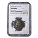 1873 Sweden 5 Ore MS-63 NGC (Brown)