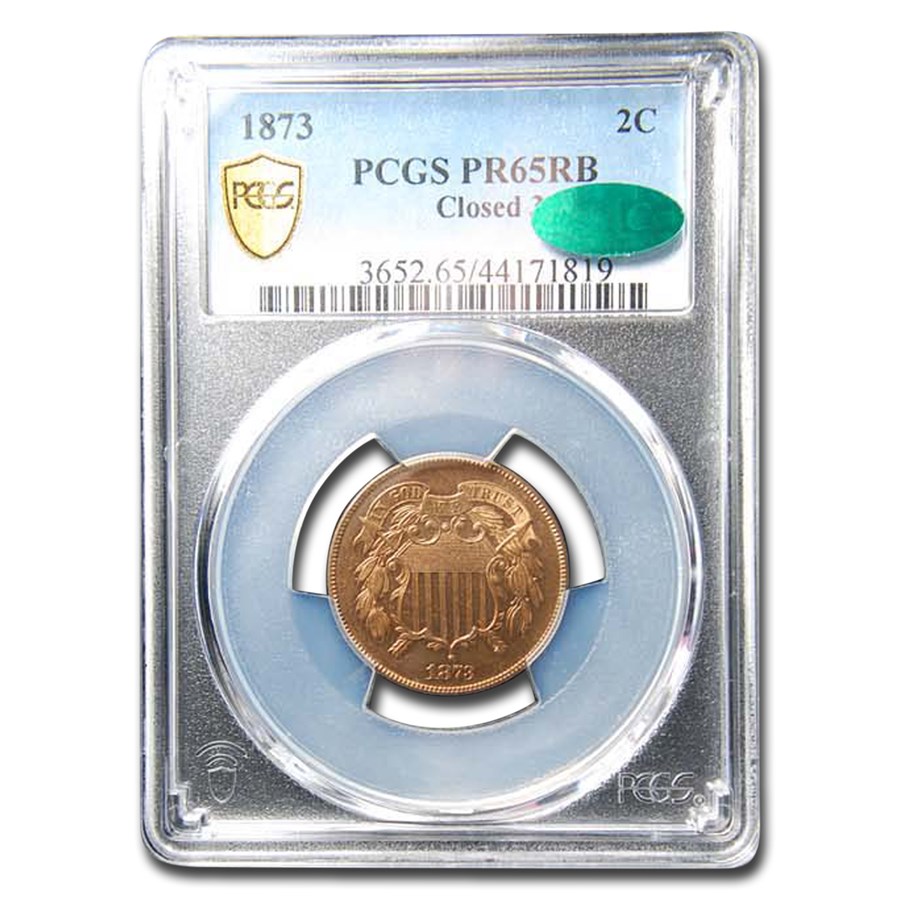1873 Two Cent Piece Closed 3 PR-65 PCGS CAC (Red/Brown)