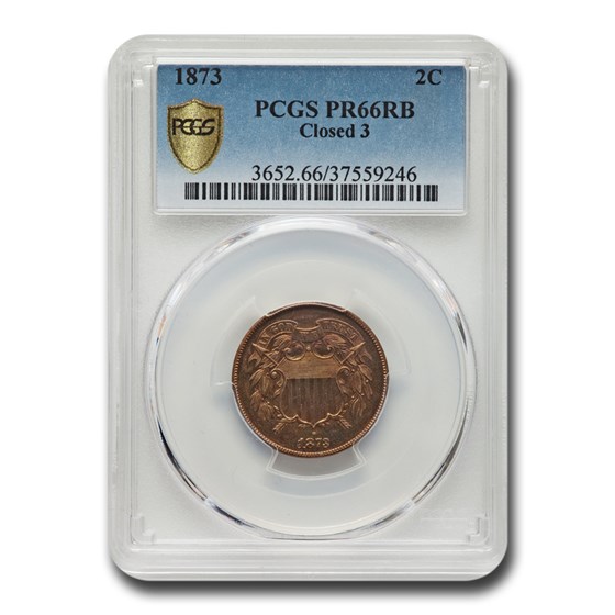 1873 Two Cent Piece Closed 3 PR-66 PCGS (Red/Brown) 1873 Two Cent Piece Closed 3 PR-66 PCGS (Red/Brown)