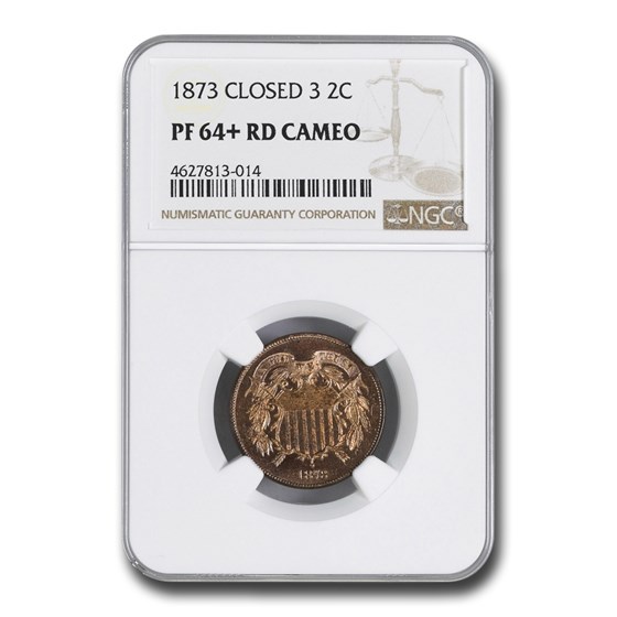 1873 Two Cent Piece PF-64+ Cameo NGC (Red, Closed 3) 1873 Two Cent Piece PF-64+ Cameo NGC (Red, Closed 3)