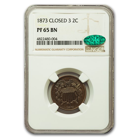 1873 Two Cent Piece PF-65 NGC CAC (Brown, Closed 3) 1873 Two Cent Piece PF-65 NGC CAC (Brown, Closed 3)