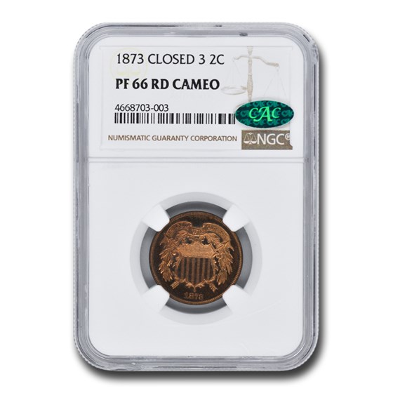 1873 Two Cent Piece PF-66 Cameo NGC CAC (Red, Closed 3) 1873 Two Cent Piece PF-66 Cameo NGC CAC (Red, Closed 3)