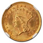 1874 $1 Indian Head Gold MS-64 NGC