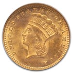 1874 $1 Indian Head Gold MS-64 NGC