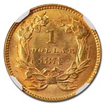 1874 $1 Indian Head Gold MS-64 NGC
