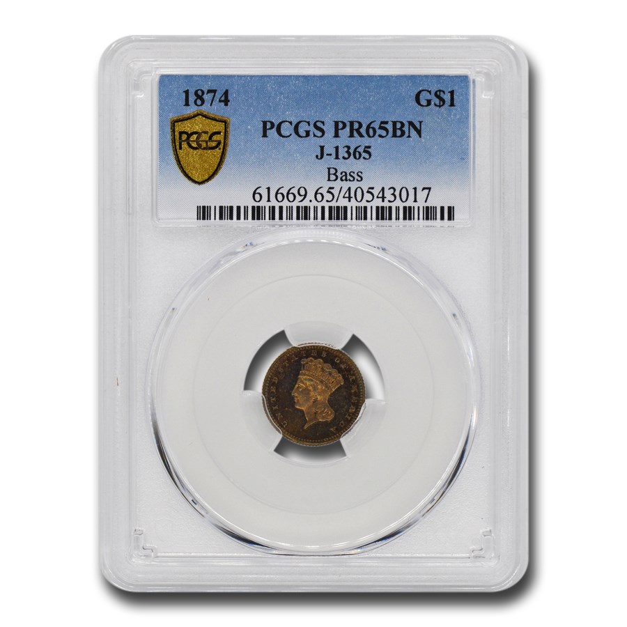1874 $1 Indian Head Pattern PR-65 PCGS (Brown, J-1365)