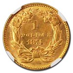 1874 $1 Liberty Head Gold MS-62 NGC