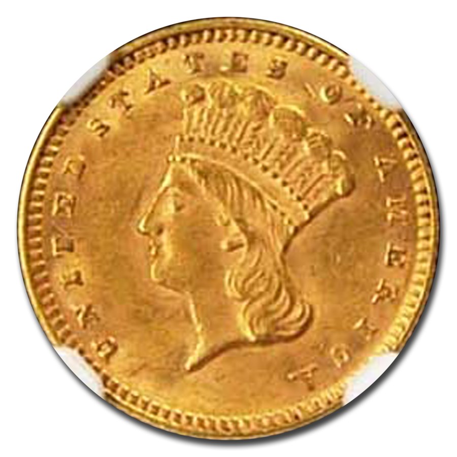 1874 $1 Liberty Head Gold MS-62 NGC