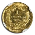 1874 $1 Liberty Head Gold MS-63 NGC