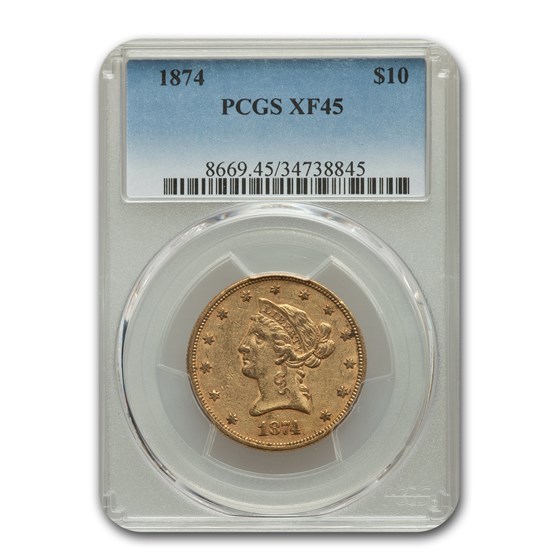 1874 $10 Liberty Gold Eagle XF-45 PCGS 1874 $10 Liberty Gold Eagle XF-45 PCGS