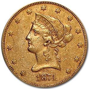 1874 $10 Liberty Gold Eagle XF 1874 $10 Liberty Gold Eagle XF
