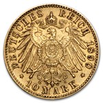 1874-1888 Germany Gold 10 Marks Württemberg Karl Avg Circ
