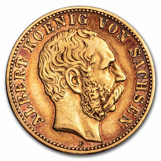 1874-1902 Germany Gold 10 Marks Saxony Albert Avg Circ